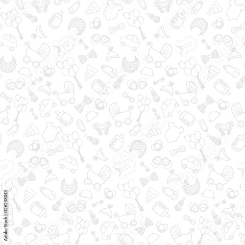 baby background. Vector seamless pregnancy pattern. for Baby Shower. outline