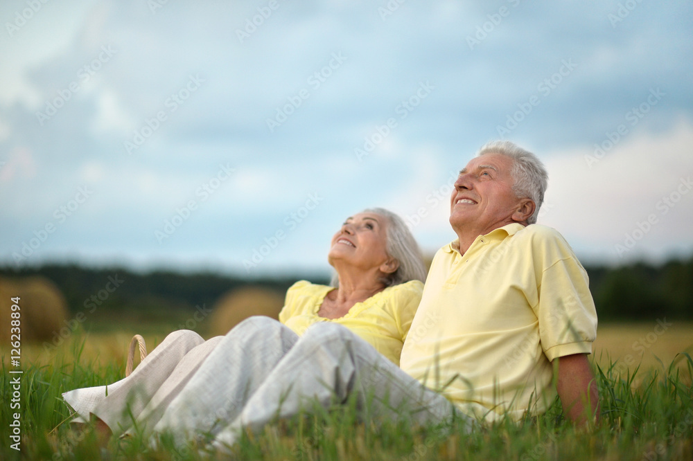 happy senior couple in summer happy senior couple in summer