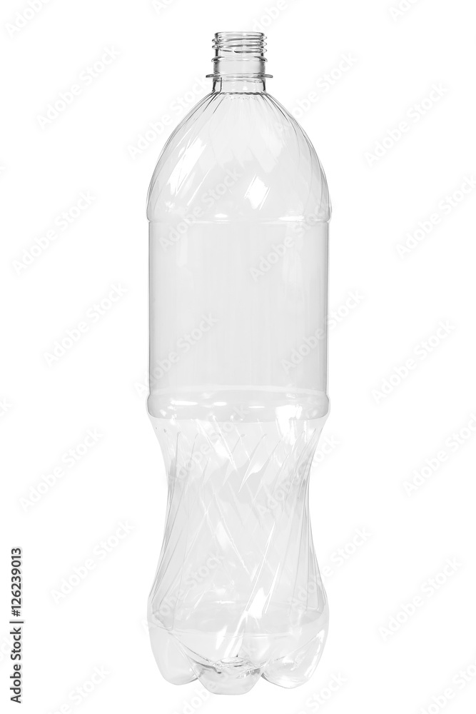 Fototapeta premium New, clean, empty plastic bottle on white background