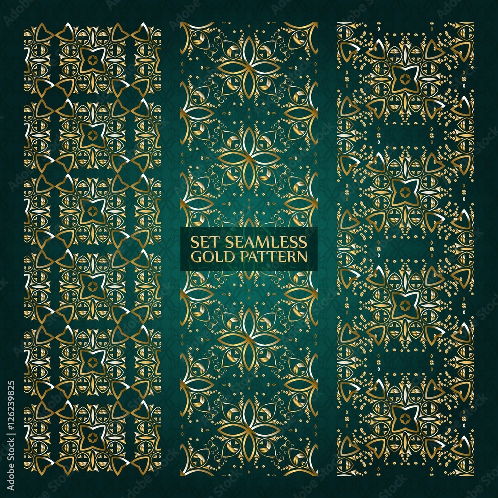 Set of golden lace pattern green Set of golden lace pattern green