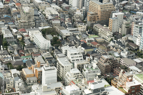 東京都市風景 東京都心の密集した住宅街イメージ 西新宿4丁目 人口密度 戸建とマンション混在