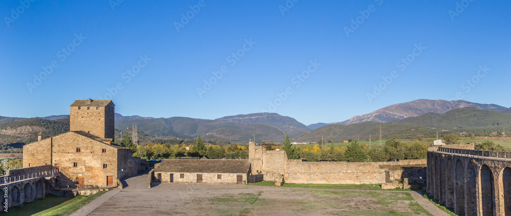 Fototapeta premium Panorama of the courtyard of the medieval castle in Ainsa