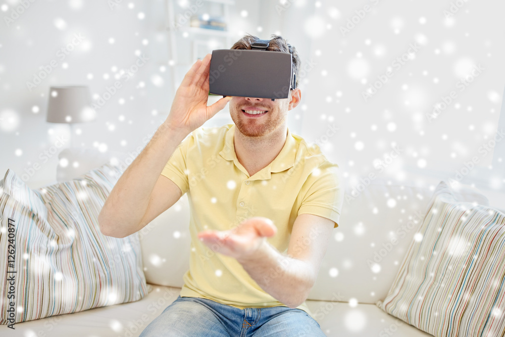 young man in virtual reality headset or 3d glasses young man in virtual reality headset or 3d glasses