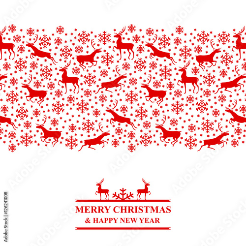 Christmas card with snowflakes and deer