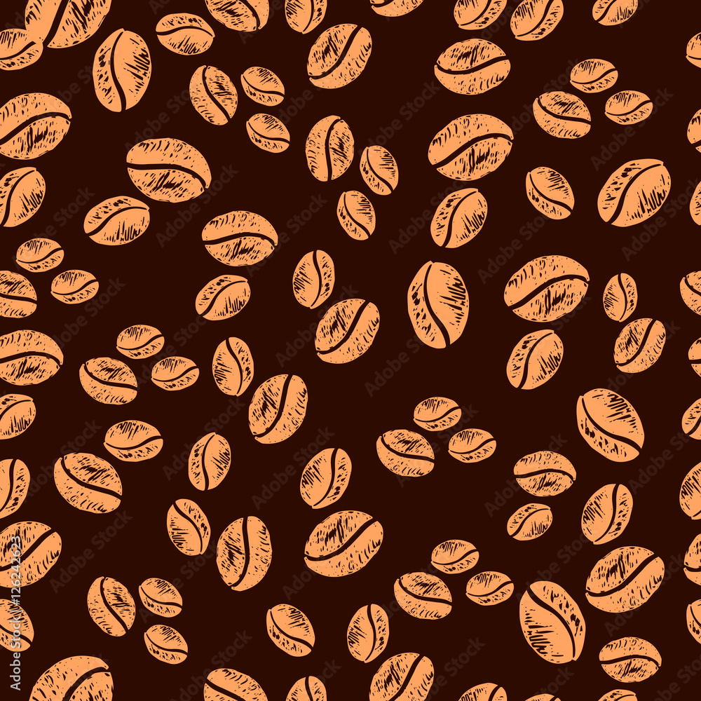 Coffee beans. Seamless pattern. Coffee beans. Seamless pattern.