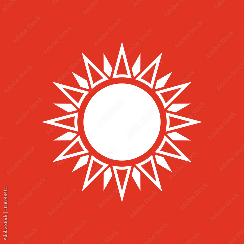 The weather icon. Sunrise and sunshine, weather, sun symbol. UI. Web. Logo. Sign. Flat design. App. Stock