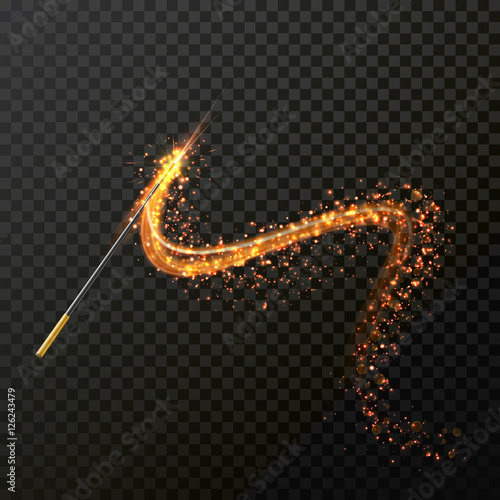 Magic wand with magical sparkle glitter light trail trace
