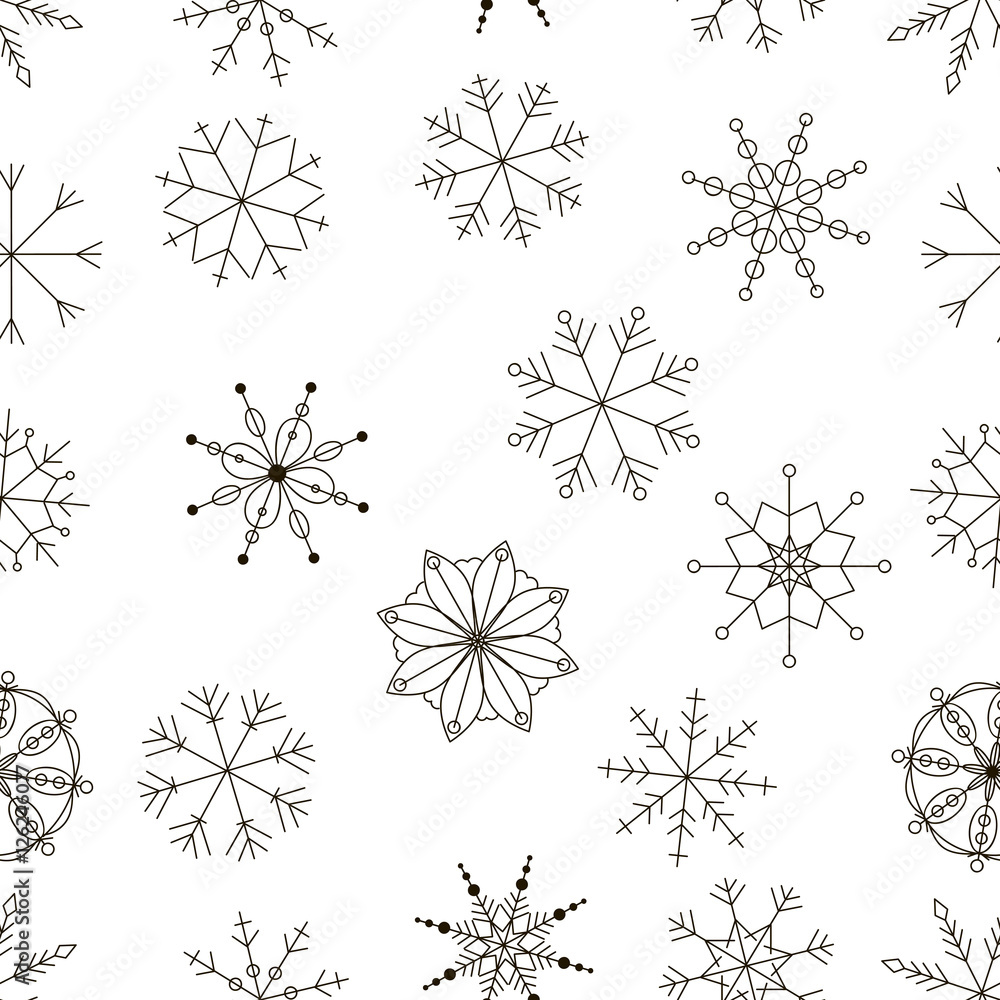 Obraz premium Vector seamless pattern of snowflakes.