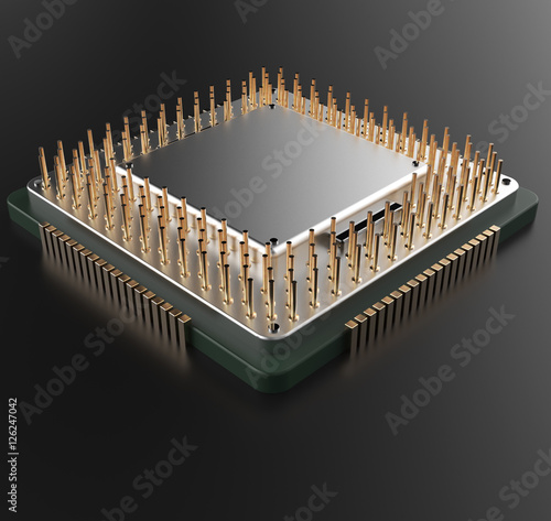 3d rendering of Central Computer Processors CPU with clipping pa