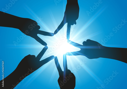 Union - esprit d'équipe - mains - étoile