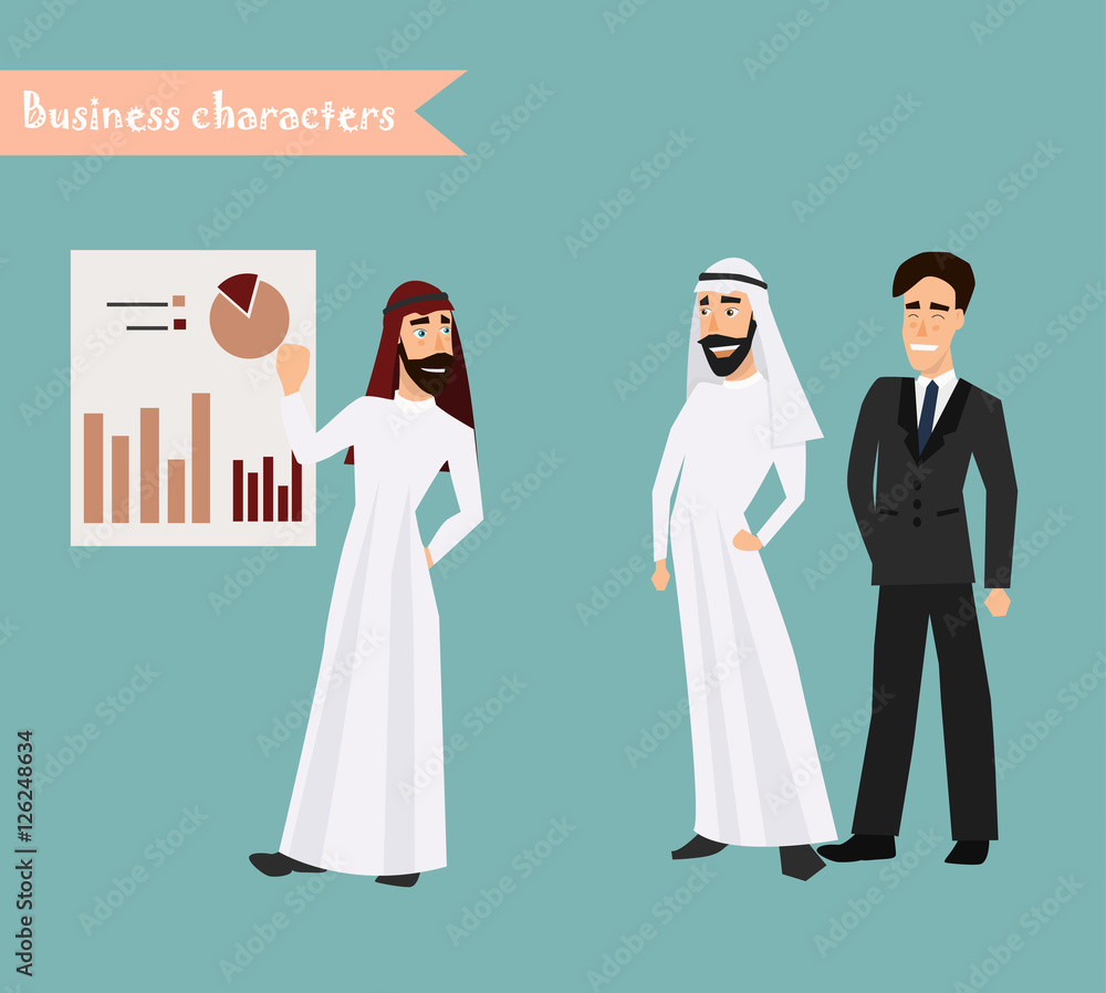 people character. arab man business character people character. arab man business character