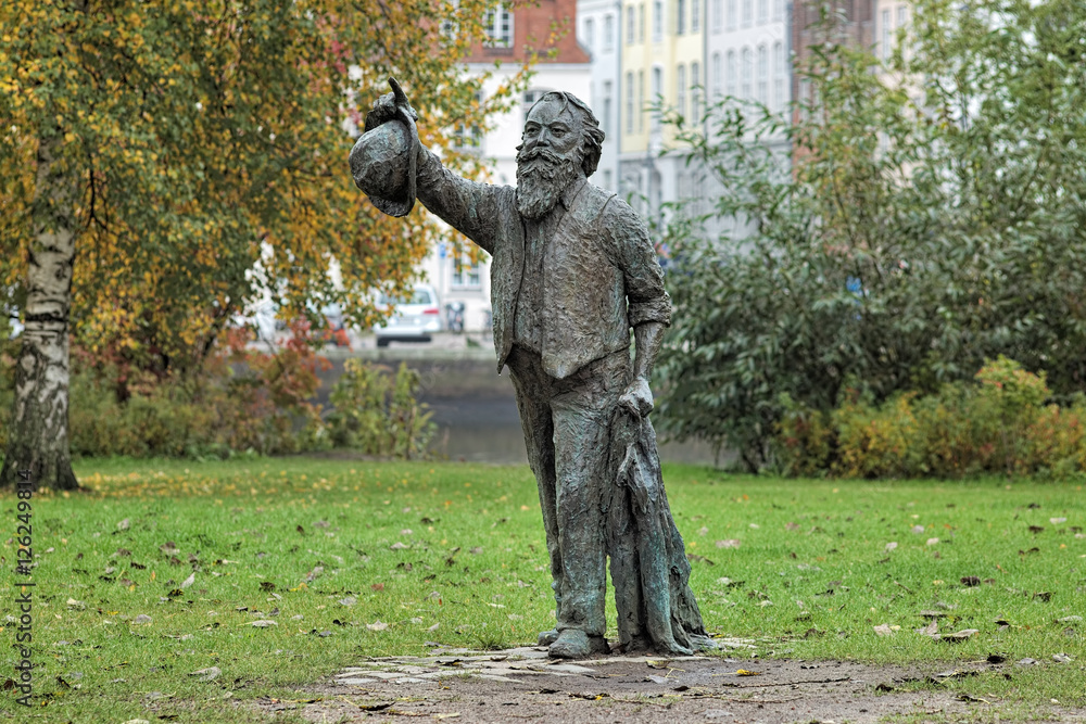 Johannes Brahms statue in Lubeck, Germany