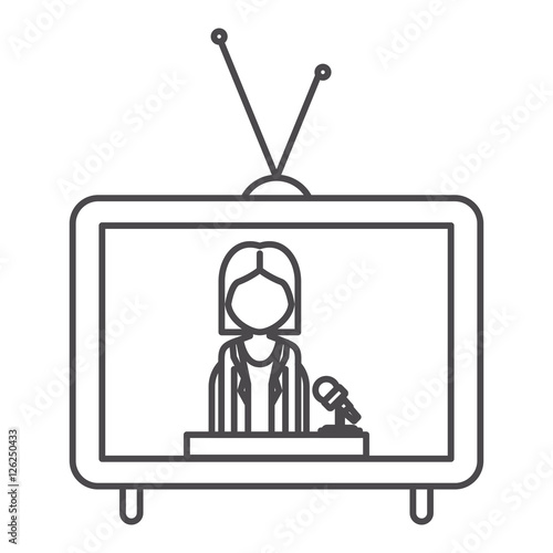 Journalist inside tv icon. Broadcasting news technology media and communication theme. Isolated design. Vector illustration