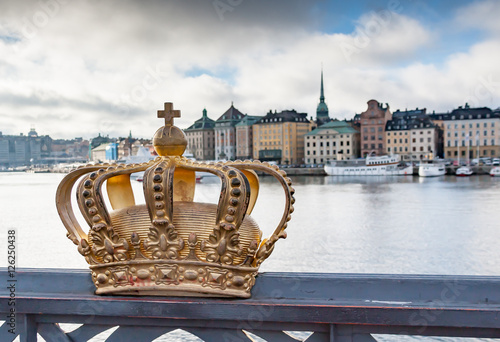 Photography Skeppsholmsbron With Its Famous Golden Crown In Stockholm