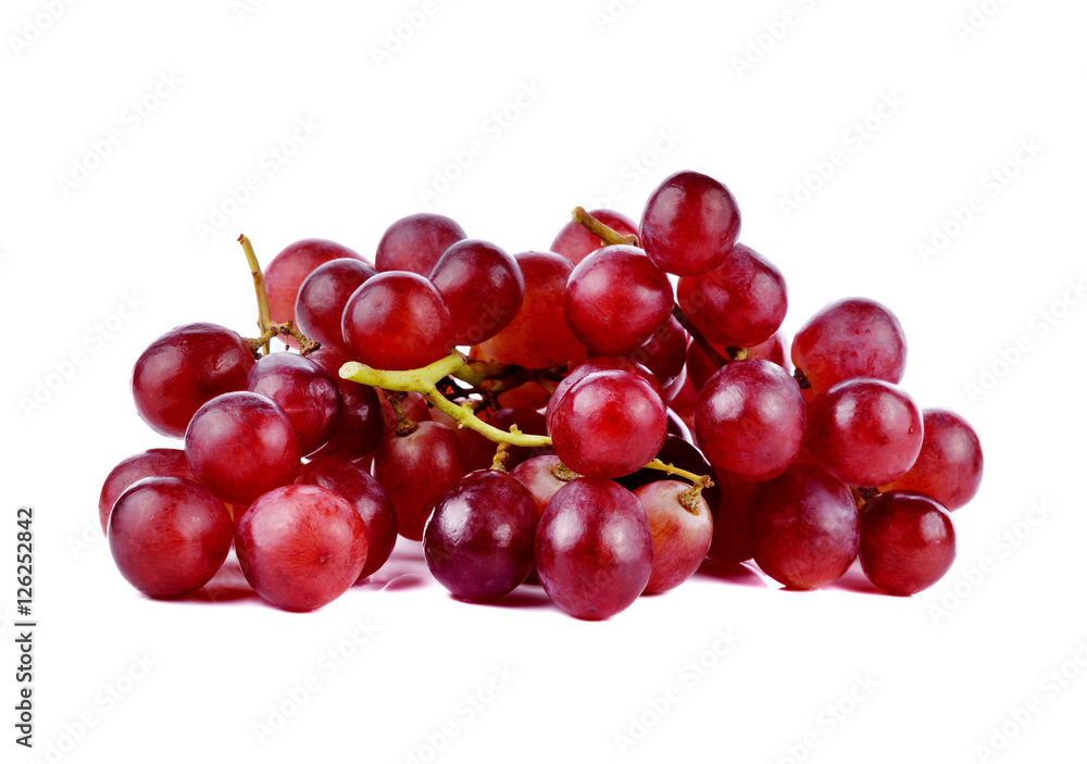 red grapes Isolated on white background