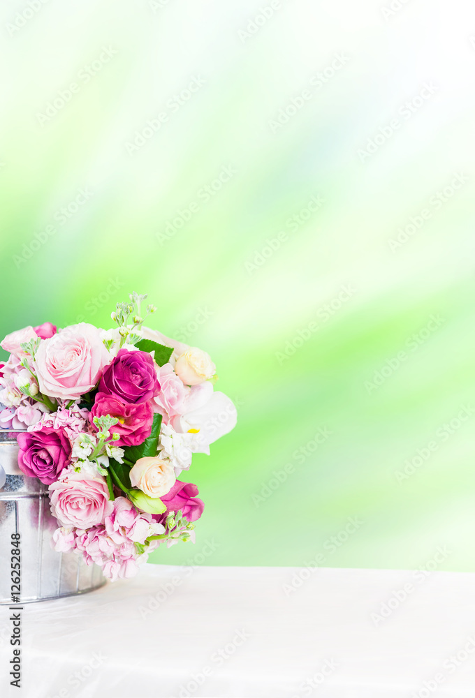 flower in bucket on the table flower in bucket on the table