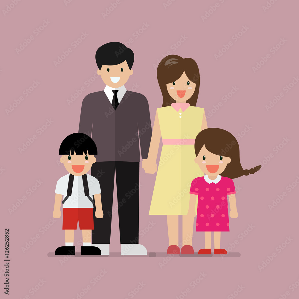 Cartoon family flat style