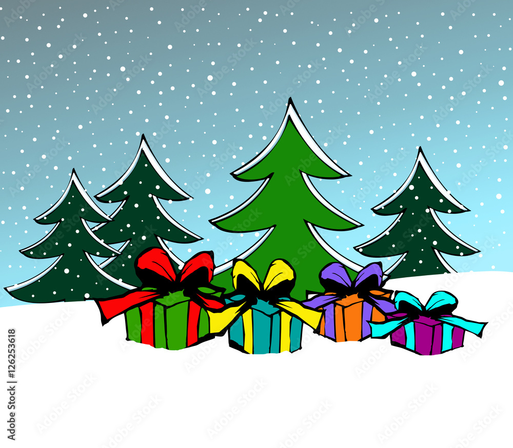 Fototapeta premium Weihnachtsbaum mit Geschenke