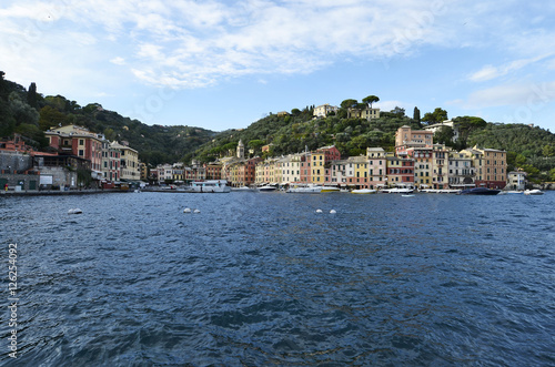 Portofino colorful facades of the houses on the sea