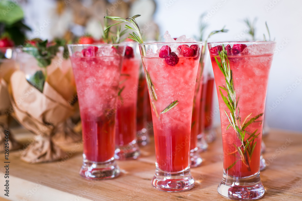 Strawberry cocktail with ice Strawberry cocktail with ice