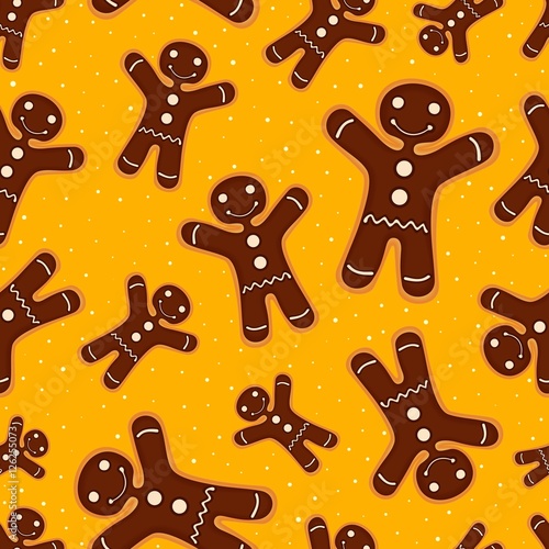 Christmas festive decoration. Seamless pattern from cookies with chocolate. Vector illustration