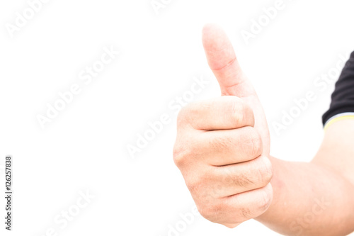 Quadro em tela Hand thump up sign isolated on white background