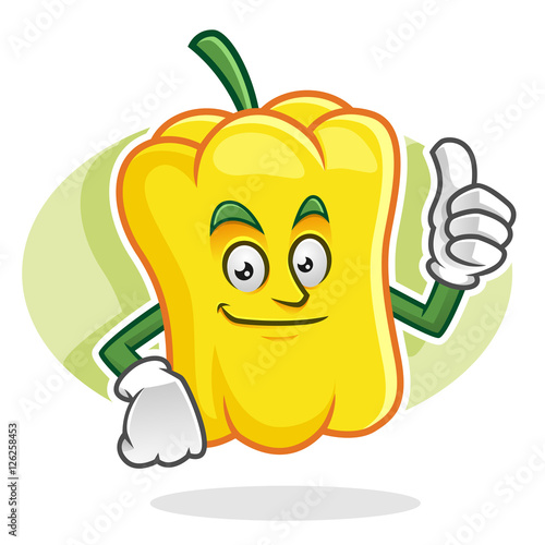 Thumb up bell pepper mascot, bell pepper character, bell pepper cartoon, sweet pepper mascot, sweet pepper character, sweet pepper cartoon