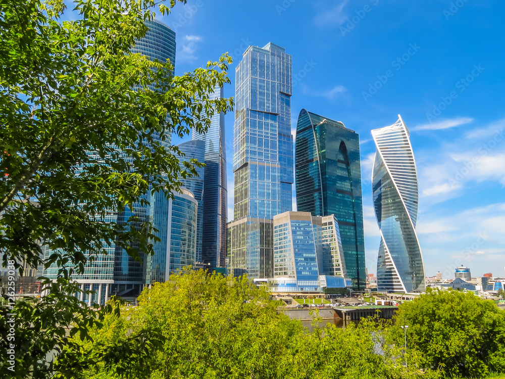 Moscow skyline. Modern skyscrapers in business district, Moscow, Russia Moscow skyline. Modern skyscrapers in business district, Moscow, Russia