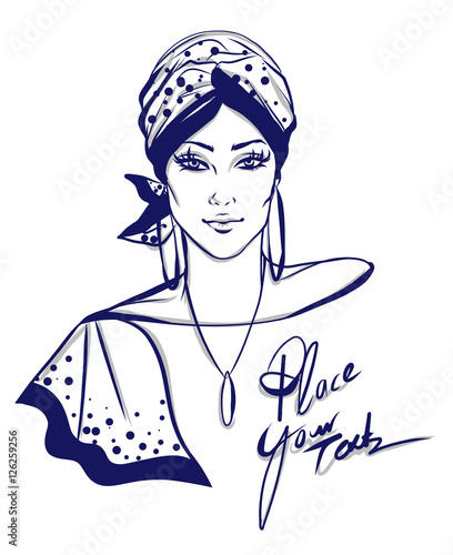 Stylish woman with turban illustration