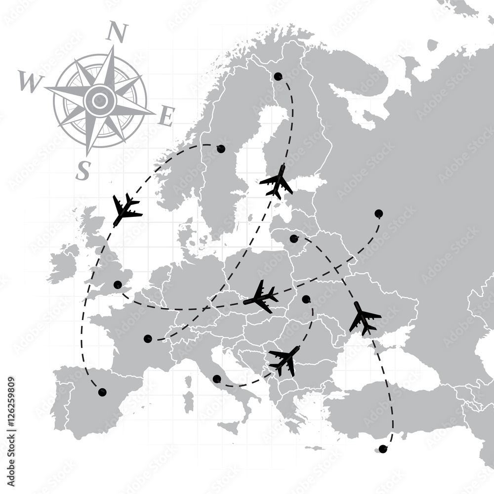 Obraz premium European airlines map