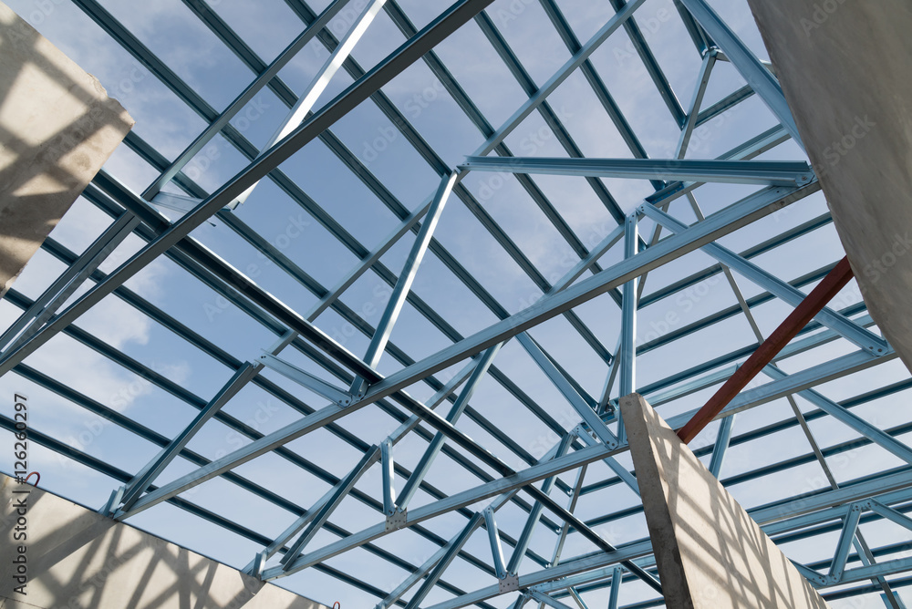 Structure of steel roof. Structure of steel roof.