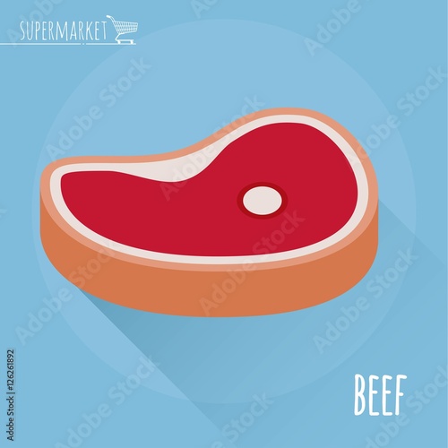 Flat design fresh raw beef steak