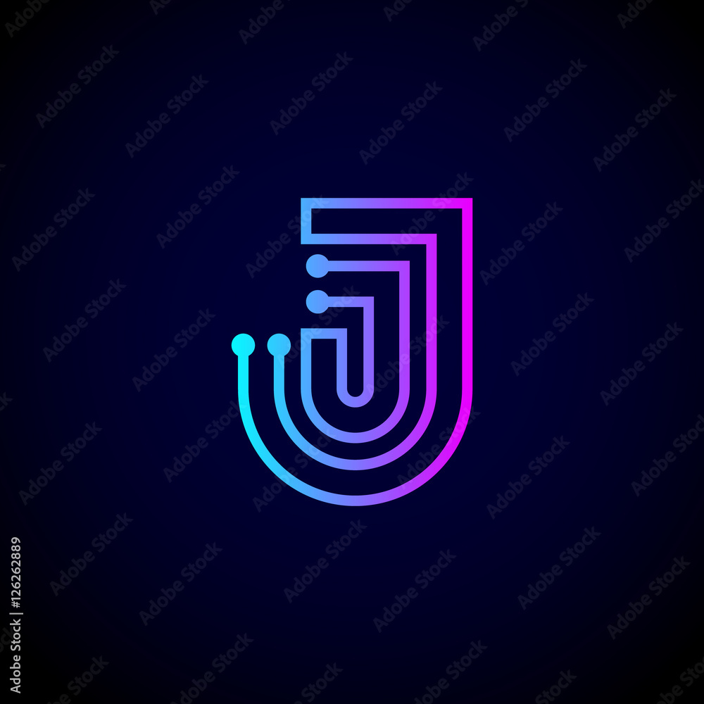 Letter J logo design template,technology,electronics,digital,connection  vector logotype Stock Vector | Adobe Stock