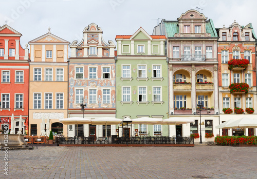 renaissance houses on the central market square in Poznan, Poland