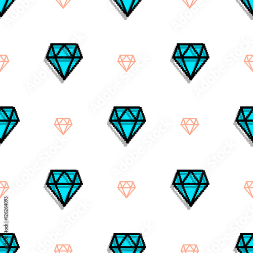 Background fashion diamond style pixel art seamless pattern
