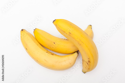 ripe and fresh bananas on white backgrounds