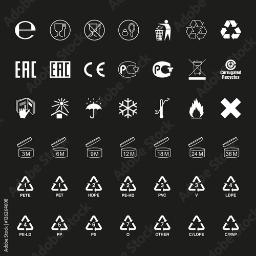 Package symbols set, vector photo