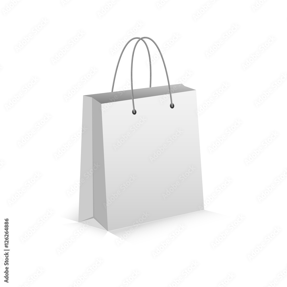Realistic White Empty Bag for Shoping with Shadow. Vector Eps 10. Realistic White Empty Bag for Shoping with Shadow. Vector Eps 10.