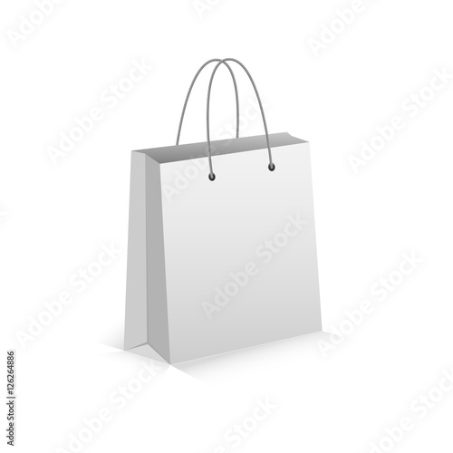 Realistic White Empty Bag for Shoping with Shadow. Vector Eps 10.