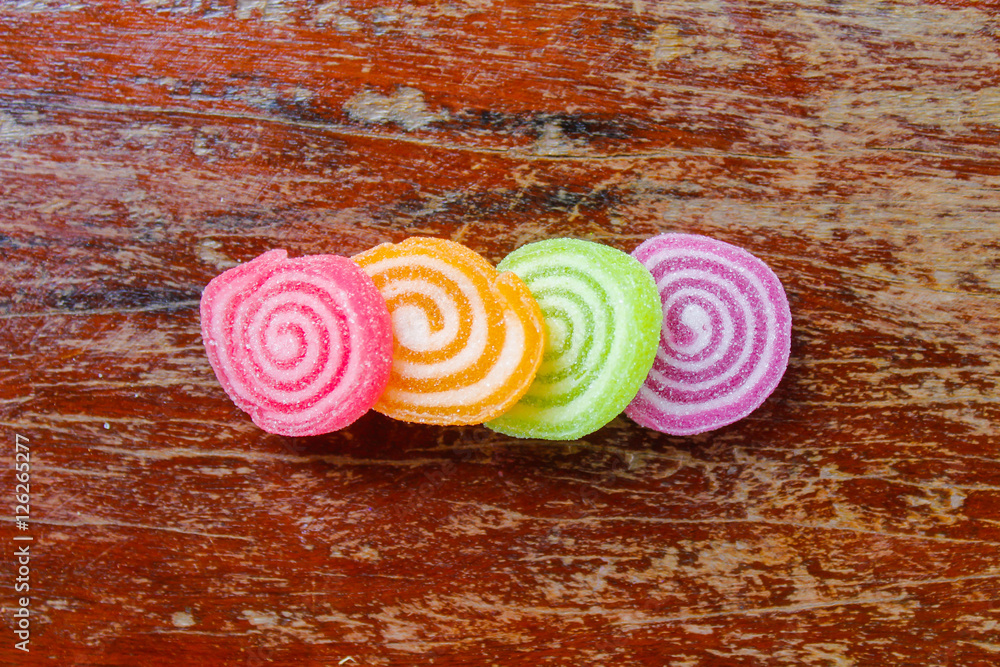 Jelly dessert on wood background. Jelly dessert on wood background.