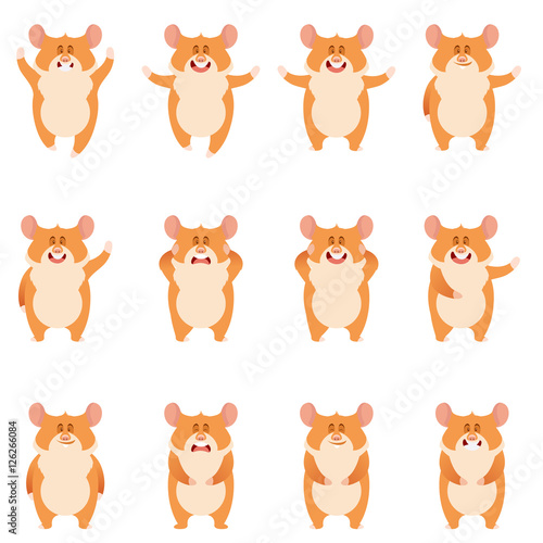 Set of flat hamster icons