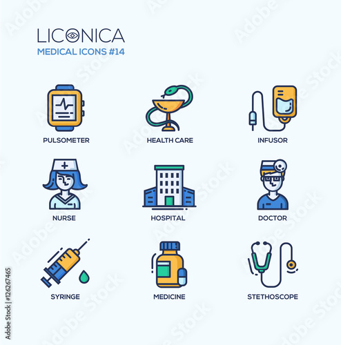 Medicine - thin line design icons, pictograms