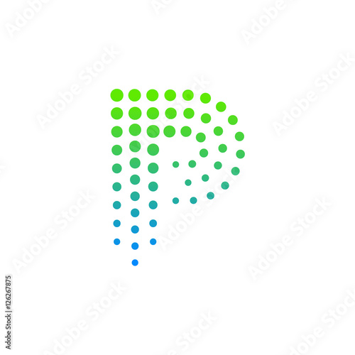 Letter P logo.Dots logo,dotted shape logotype vector design