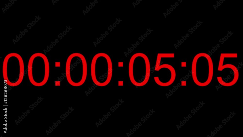Footage of a 10sec.digital red countdown, shot in 4K at 25fps, the shot ...