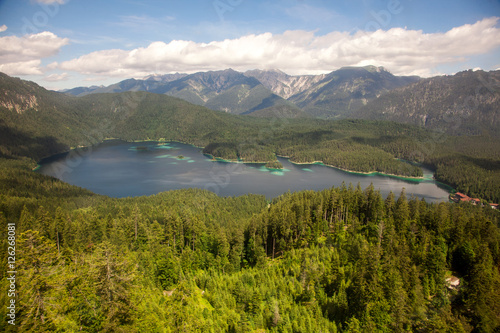 Eibsee lake and mountains aerial view  Germany