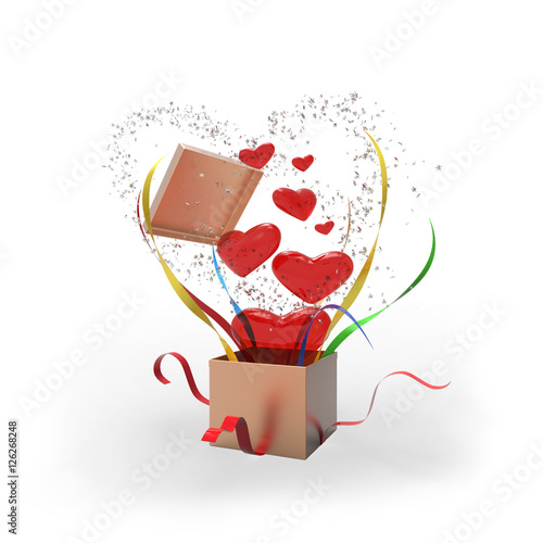 Valentine's gift box with heartshaped balloons