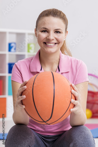 Woman and basketball