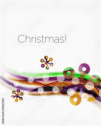 Snowflakes on wave line, Christmas and New Year background