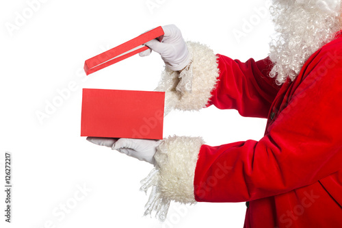 Santa Claus with box on a white background