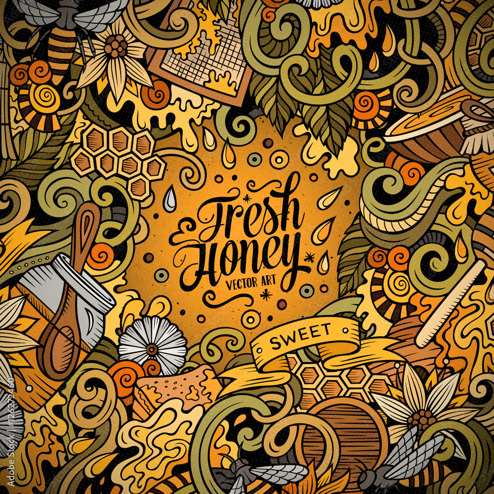 Cartoon doodles Honey frame design